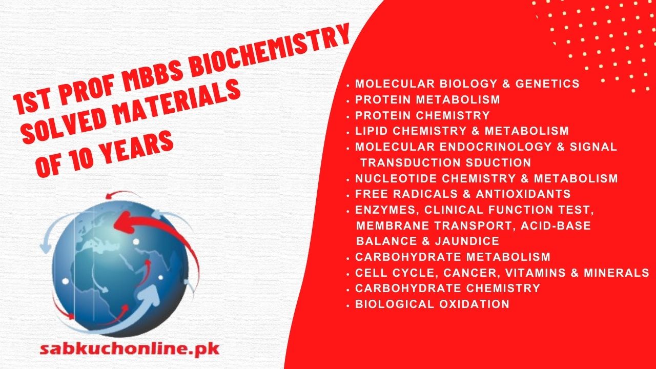 1st Prof MBBS Biochemistry solved Materials of 10 years free pdf download
