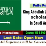 King Abdullah University Scholarship 2024 in Saudi Arabia Fully Funded