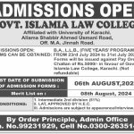 Government Islamia Law College Karachi Admissions