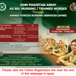 Join Pakistan Army as AFNS June 2024 July Online Registration Armed Forces Nursing Service