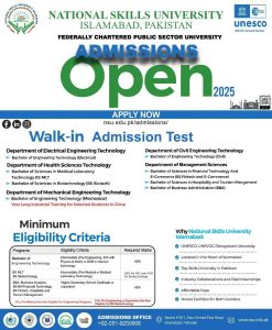 National Skills University Islamabad admissions