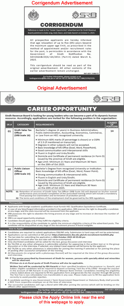Sindh Revenue Board Jobs