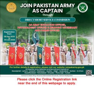 Join Pakistan Army as Captain