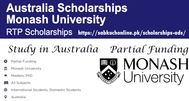 Monash University Australian Government RTP Scholarships 2026