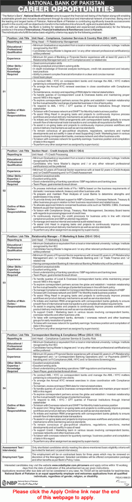 National Bank of Pakistan Jobs