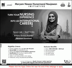 Nursing Jobs in Saudi Arabia November 2025 December PSDF Apply Online Maryam Nawaz Hunarmand Naujawan Initiative