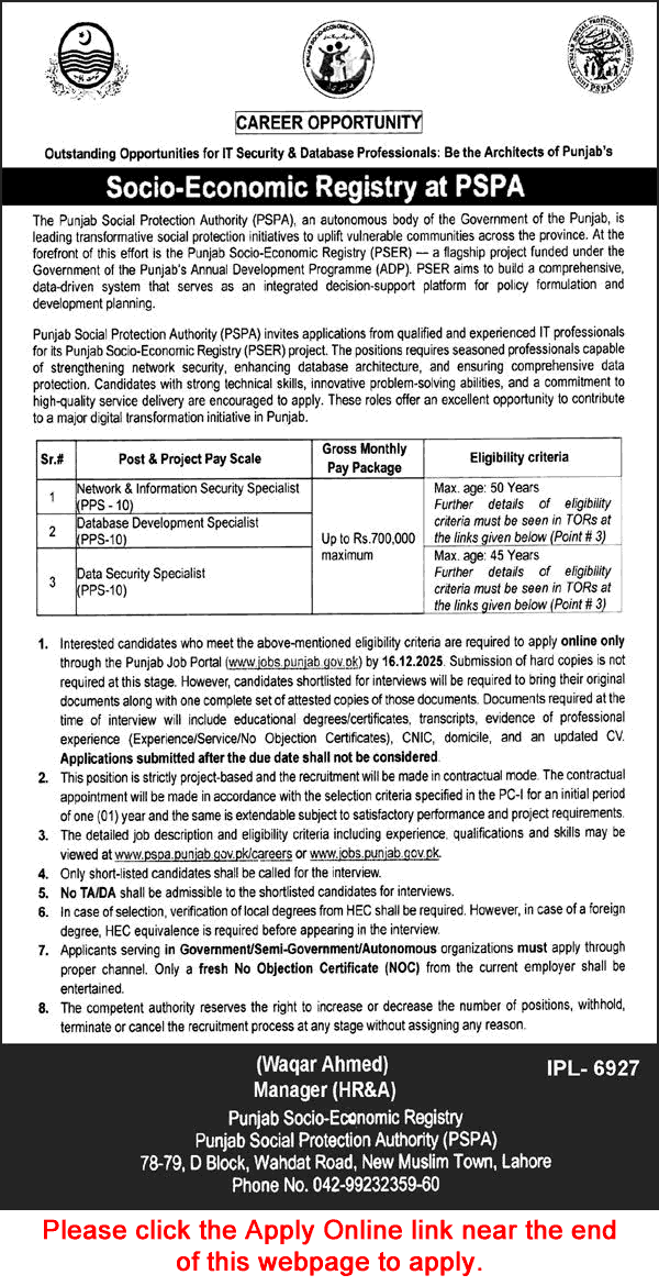Punjab Social Protection Authority Jobs