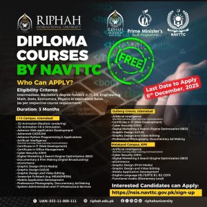 NAVTTC Diploma Courses at Riphah International University Admissions