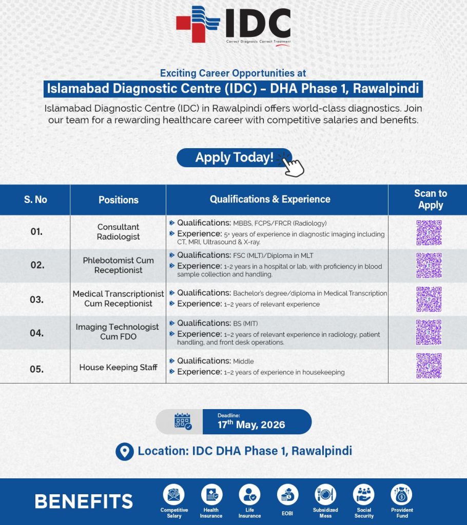 Islamabad Diagnostic Centre (PVT) LTD jobs