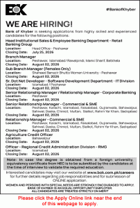 Bank of Khyber Jobs July 2026 Apply Online