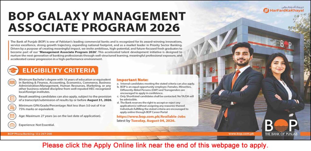 Bank of Punjab Management Associate Program