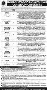 National Police Foundation Islamabad Jobs 2026 July Sub Engineers Overseers & Others NPF Latest