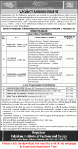 Pakistan Institute of Fashion Design Lahore Jobs