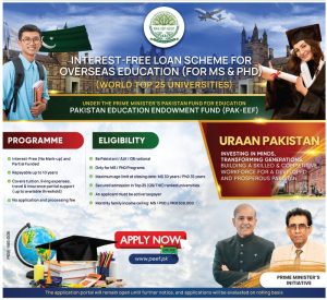Interest-Free Loan for Pakistani Students (MS & PhD)