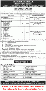 Pakistan Armed Services Board Jobs August 2026 Application Form Deputy Assistant Directors Ex-Retired Army Officers PASB Latest