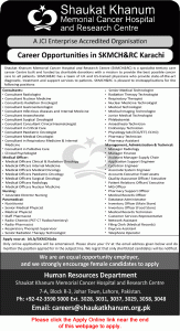 Shaukat Khanum Hospital Karachi Jobs August 2026 Apply Online Medical Officers Consultants & Others SKMCH&RC Latest