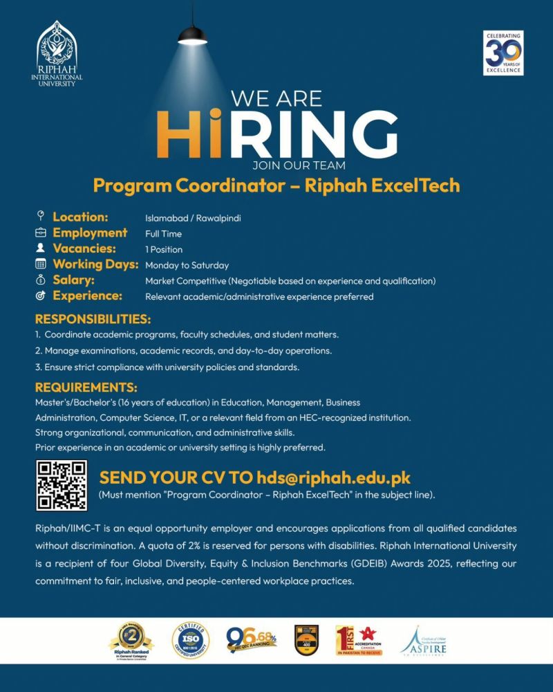 Riphah International University jobs