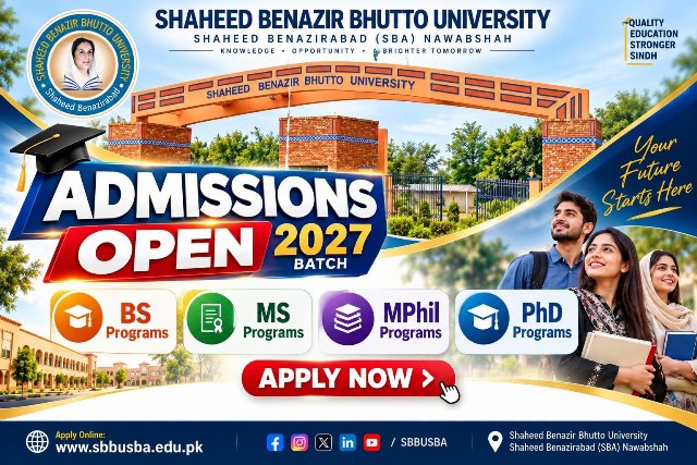 Shaheed Benazir Bhutto University Nawabshah SBBU Admission