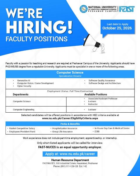 FAST-NUCES Peshawar jobs