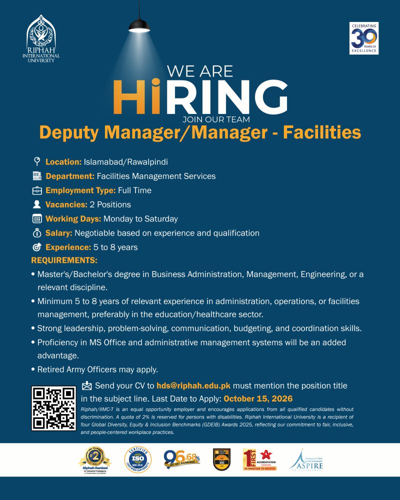 Riphah International University jobs
